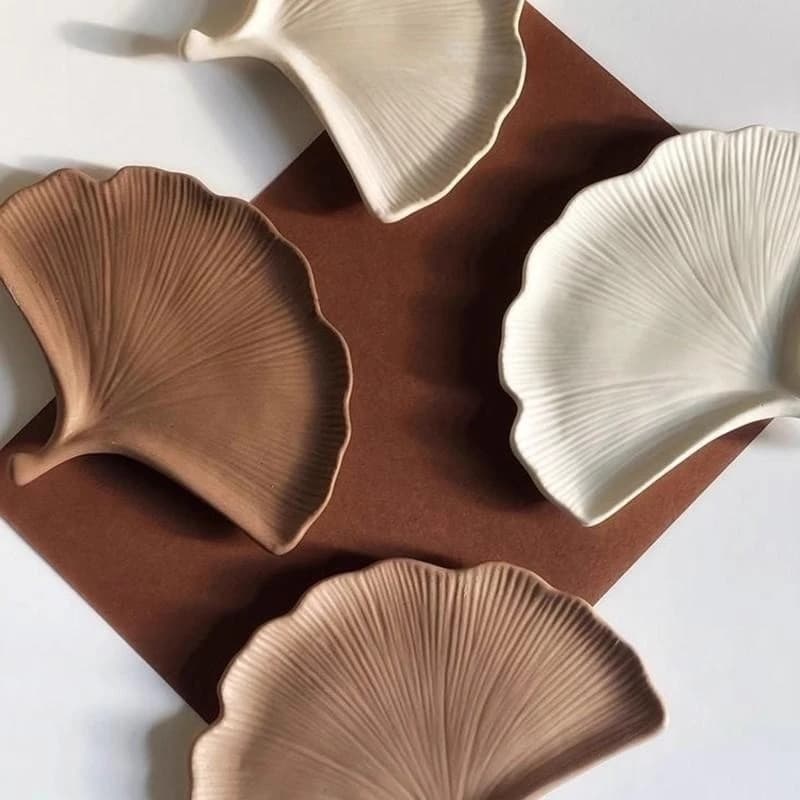 Foglia Piastra in gesso Vassoio portaoggetti in cemento Stampo in silicone Foglia di ginkgo Gioielli fai da te Vassoio in gesso Stampo in resina epossidica