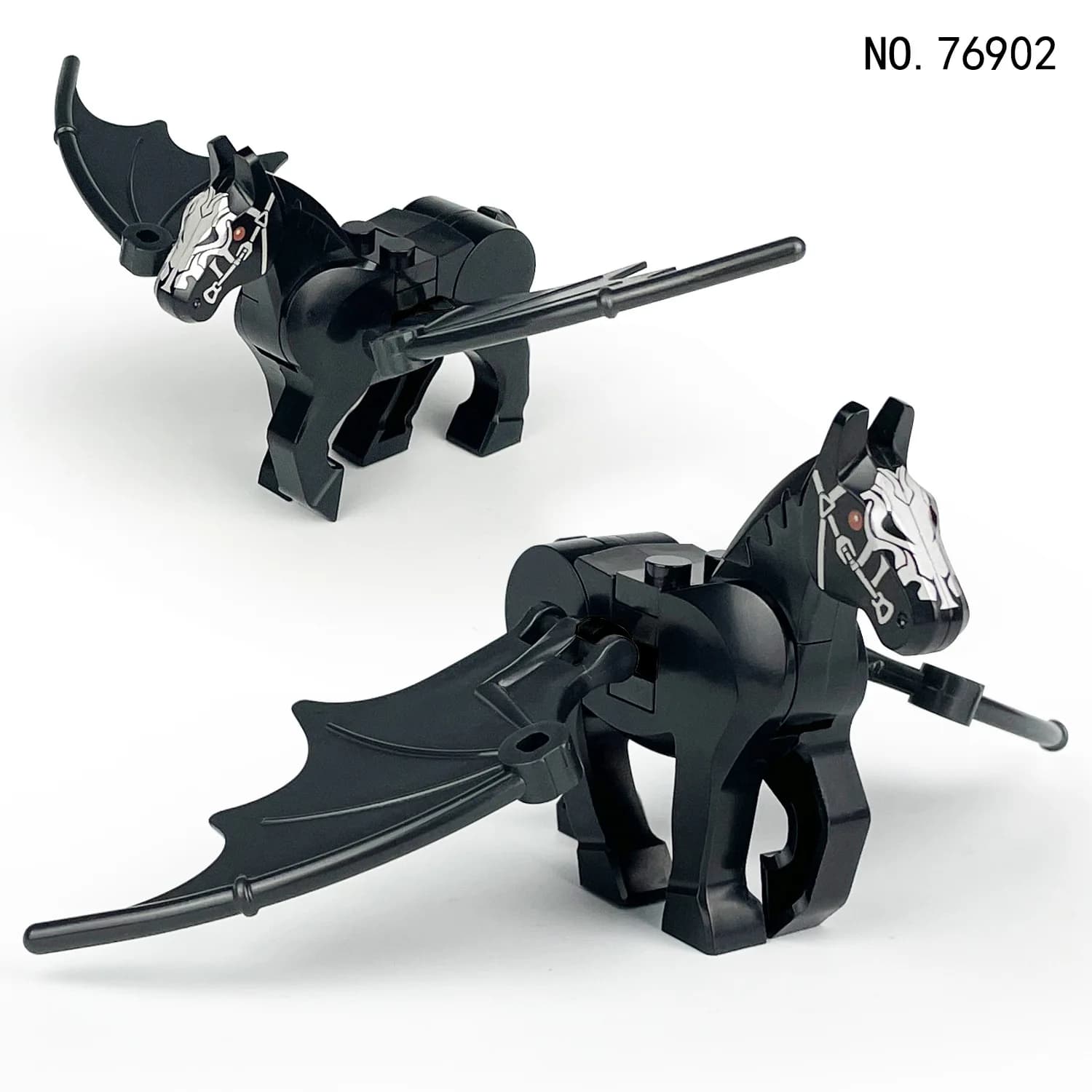 Accessori per Costruzioni Militari per Bambini: Cavallo da Guerra Bianco e Nero con Ali Mobili, Modello di Cavalleria da Assemblare