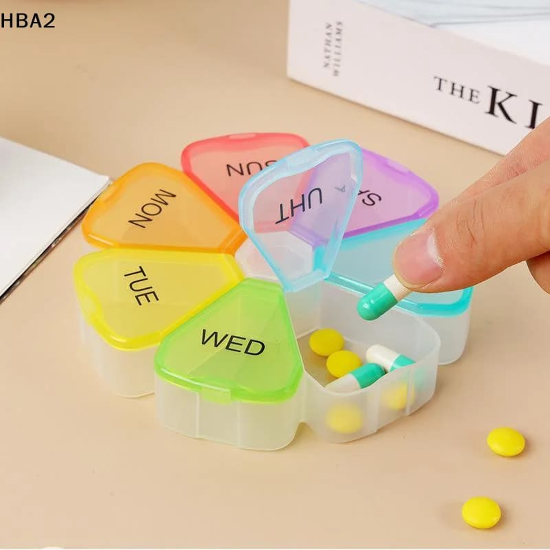 【H】Portable Travel Tablet Organiser With 7 Large Compartments For Vitamins Supplements Medication
