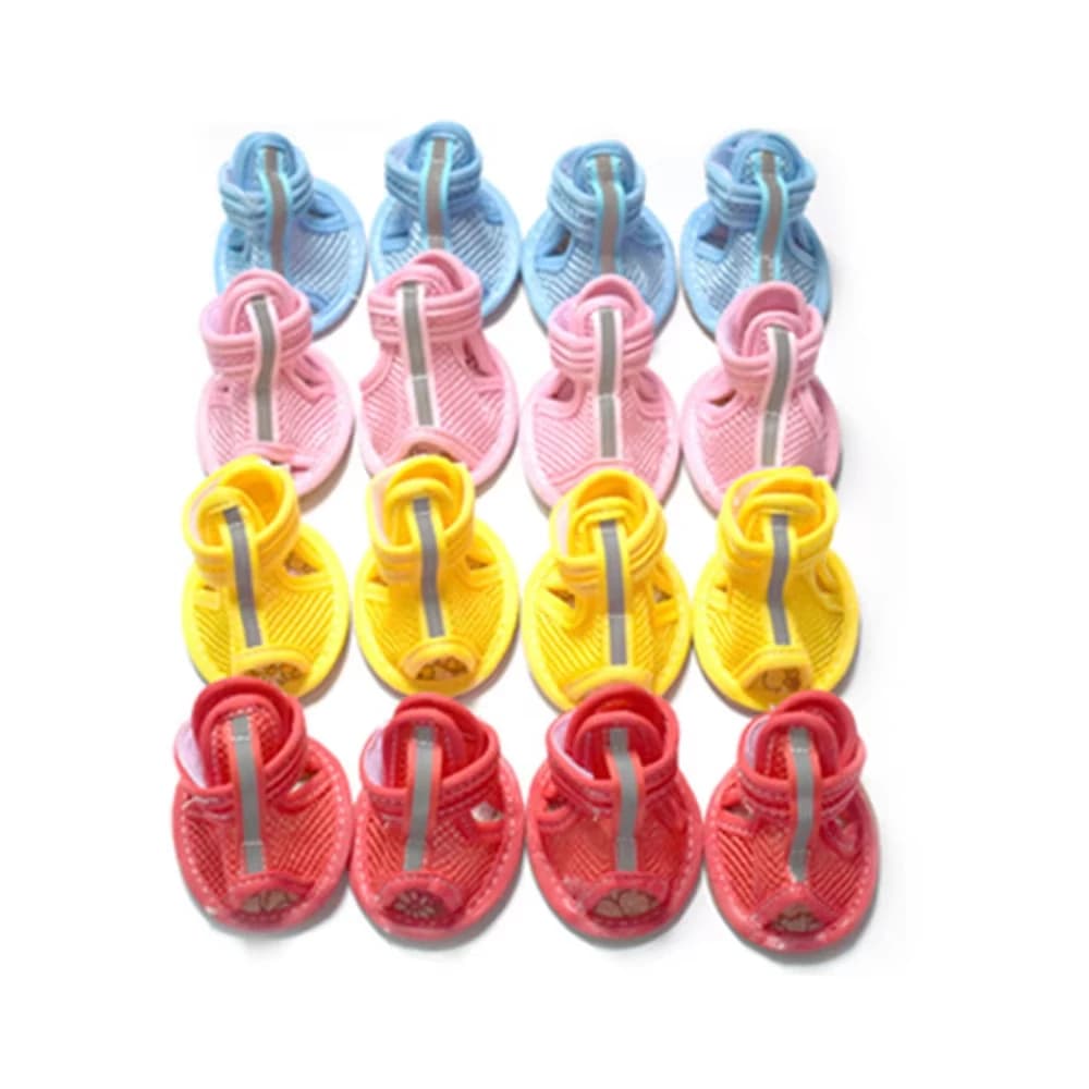 4PCS/set Pink Non-slip Summer Dog Shoes Breathable Sandals for Small Dogs Pet Dog Socks Sneakers for Dogs Puppy Cat Shoes Boots