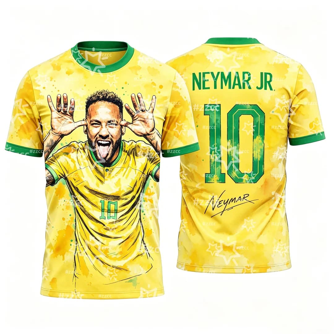 2026 Neymar Jr. Brazil Team Football Jersey Match & Training Kit Summer Sports Men's T-Shirt Children's Clothing Tee Y2k Woman