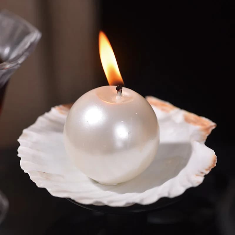 Elegant Pearl Sphere Candles with Conchilles Candles, Guest Gift Candles, Wedding Centre, Table Decoration