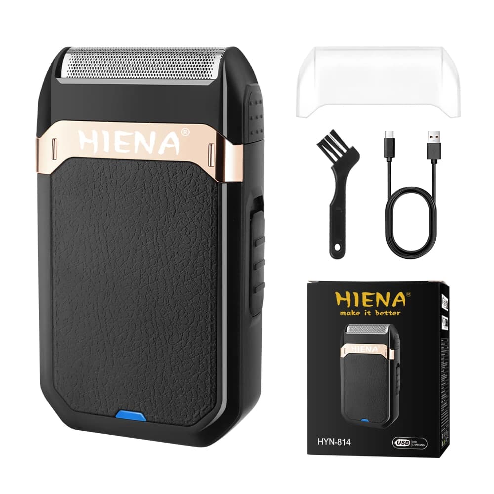 HIENA Oscillating Lamina Electric Razor for Men, USB Rechargeable, Portable, Sawn Refinisher Pocket with Leather Effect Finish