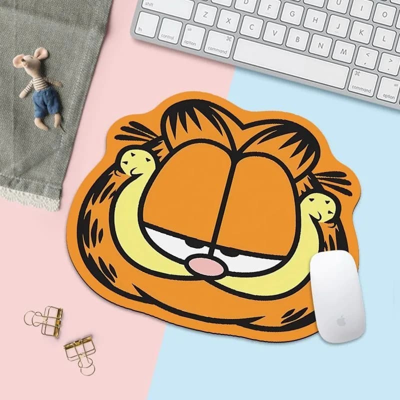 Simpatico tappetino per mouse con cartoni animati di Garfield e alieni per uomini e donne, piccolo, con supporto per il polso ispessito, tappetino per notebook per studenti, tappetino da scrivania antimacchia