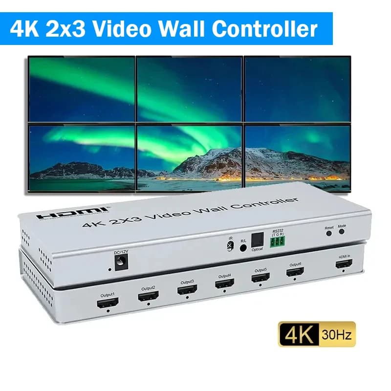 Controller per parete video HDMI 4K 2x3 2x2 2x1 1x2 3x2 TV Wall 6 Schermo Video Processore di cucitura a parete con audio TV Splicer Box