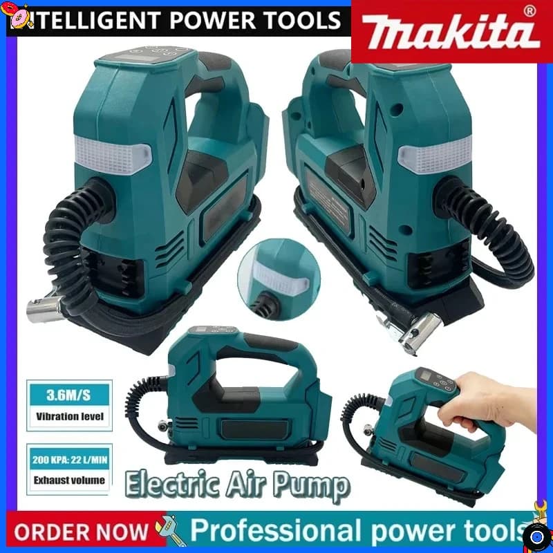 Pompa ad aria senza fili Makita: Gonfiatore portatile per pneumatici con display digitale 18V per auto e moto