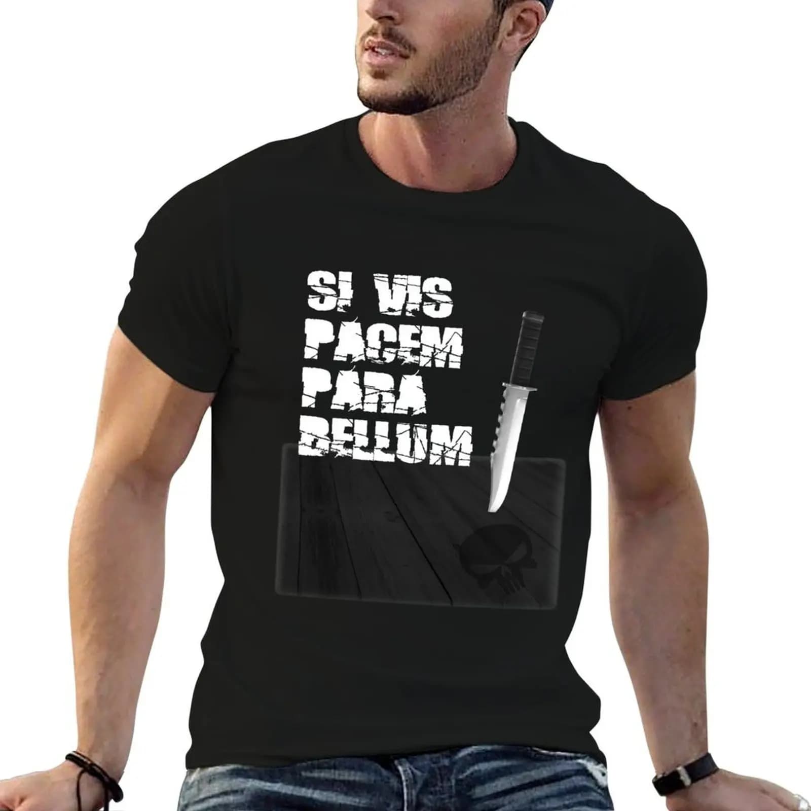 T-shirt Si Vis Pacem Para Bellum da uomo, t-shirt in cotone 100% anime, t-shirt da uomo in cotone
