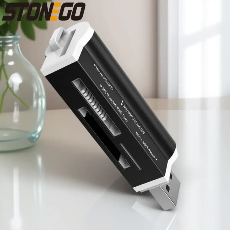 Lettore di Schede di Memoria USB 2.0 Multi-Porta ad Alta Velocità per Micro SD, SDHC, TF, MMC, MS PRO DUO - Adattatore Lettore di Schede USB All-in-One per PC e Laptop