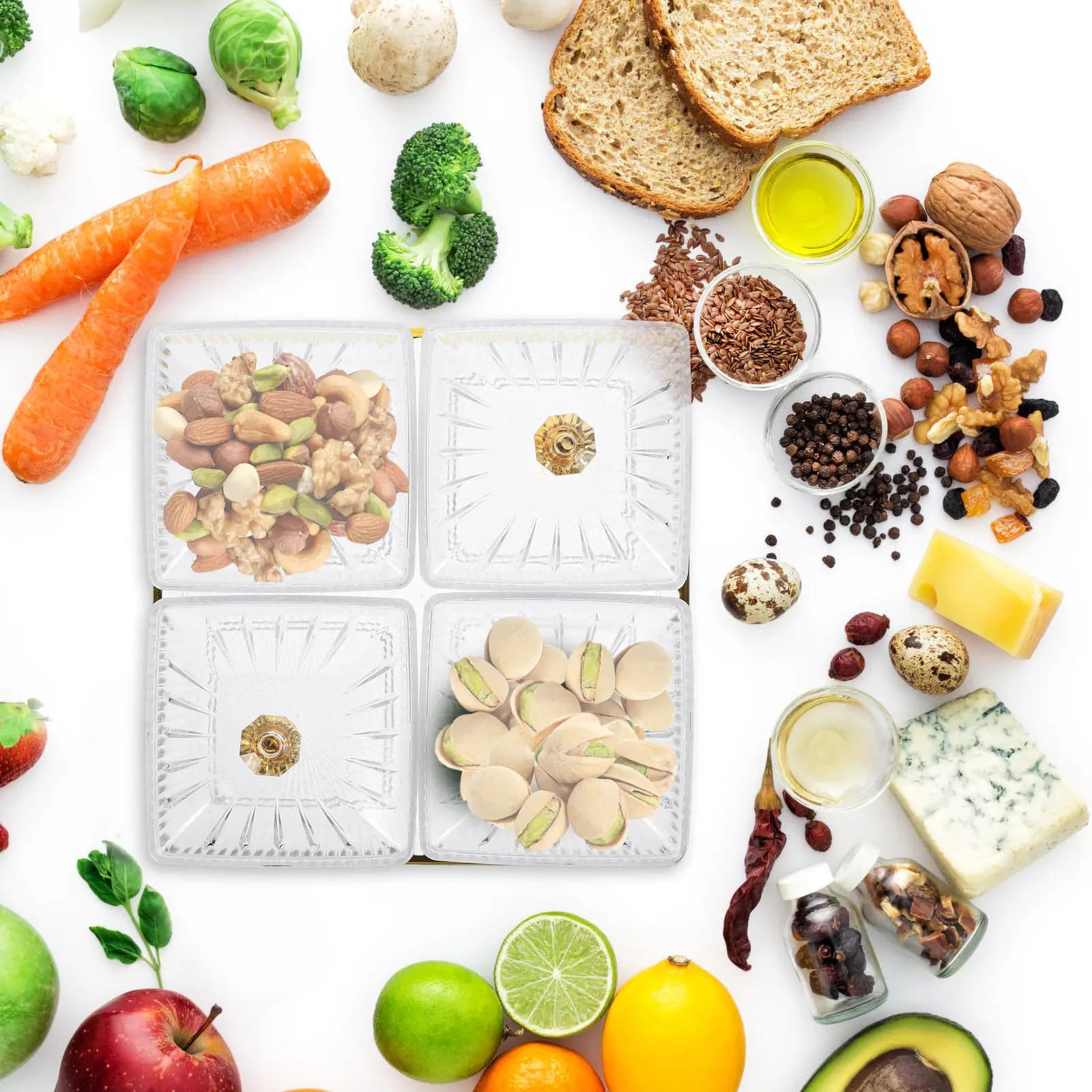 Set di Piatti per Snack, Robusta Ciotola Divisa per Servire, Porta Frutta Secca, Vassoio Porta Caramelle, Perfetto per Servire in Famiglia in Cucina