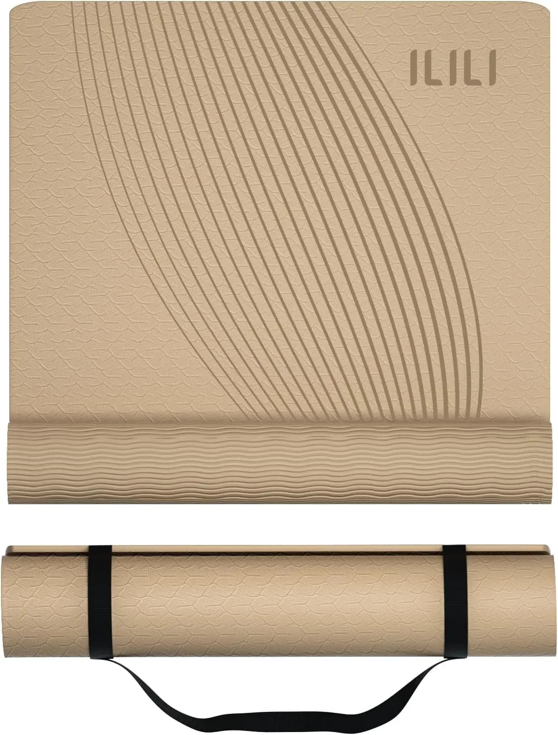 Tappetino Yoga in TPE con Cinghia di Trasporto, 72x25x0.3 Pollici, Antiscivolo e Resistente agli Strappi per Allenamenti a Casa