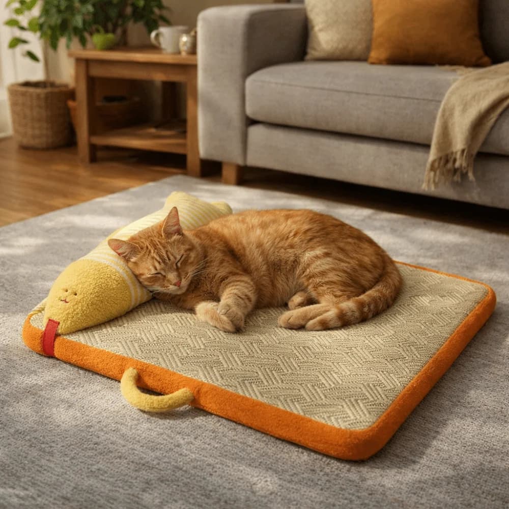Materasso per Cani Antigraffio a Forma di Pesce, Cuscino Antiscivolo, Divano per Animali Domestici Traspirante con Maniglia, Tappetino per Gatti