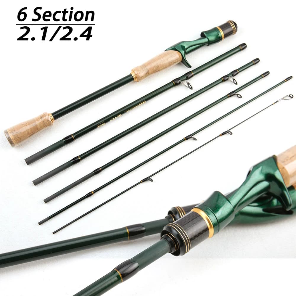 2.4/2.1m Casting in carbonio Spinning Lure Canna da pesca ML Punta solida Ultraleggera Trota Jigging Pole 6 Sezioni Trota Luccio Pesca
