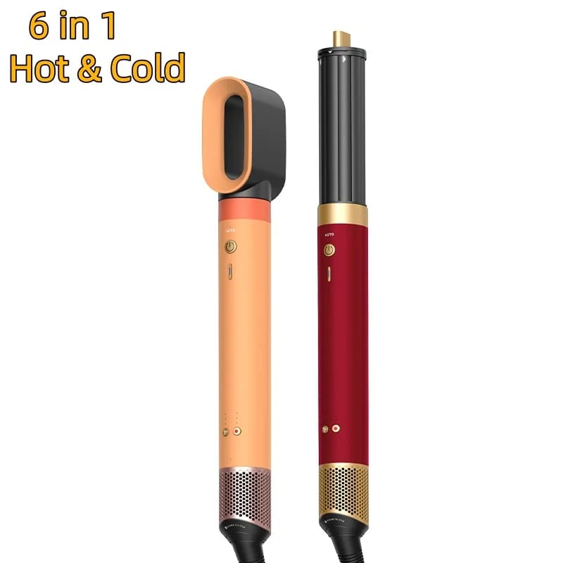 Spazzola Professionale 6 in 1 per Styling con Aria Calda e Fredda, Asciugacapelli, Ferro Arricciacapelli, Piastra Lisciante 1700W, Asciugatura Rapida, Onde Voluminose