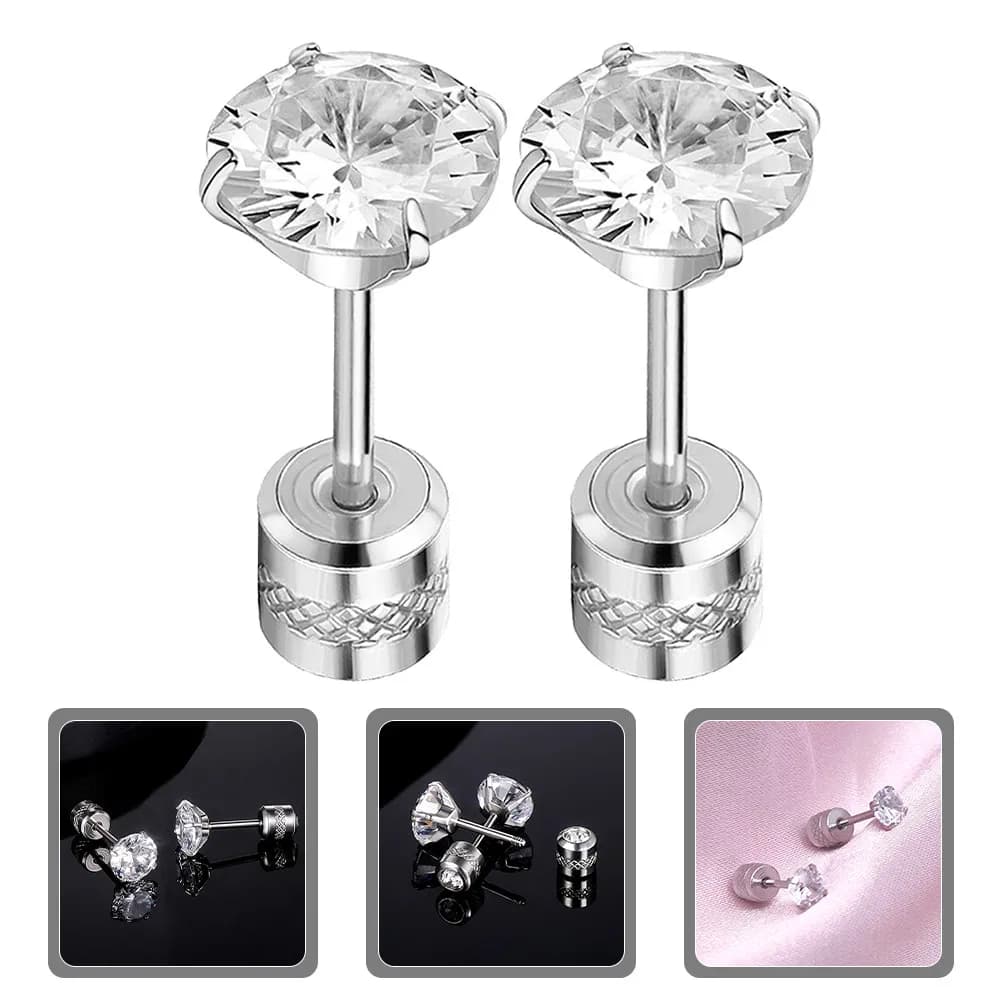 1Pair Rhinestone Earrings Stylish Small Metal Ear Studs Shiny Jewelry for Women Party Daily Wedding Gift