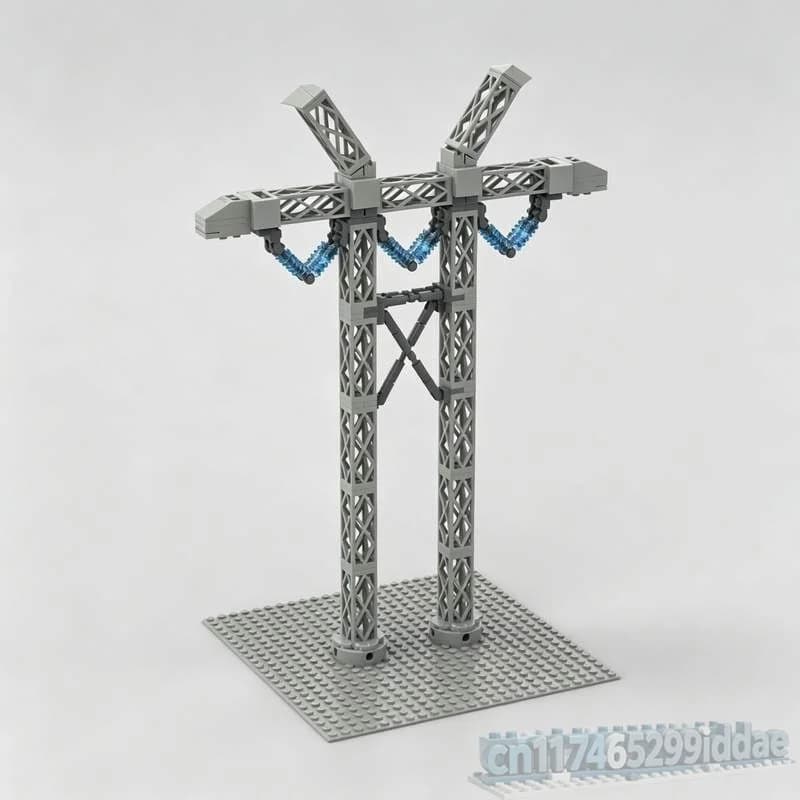 248PCS Transmission Tower Lattice H-Frame MOC Architecture Model DIY Assembly Educational Toy Building Blocks Creative Display