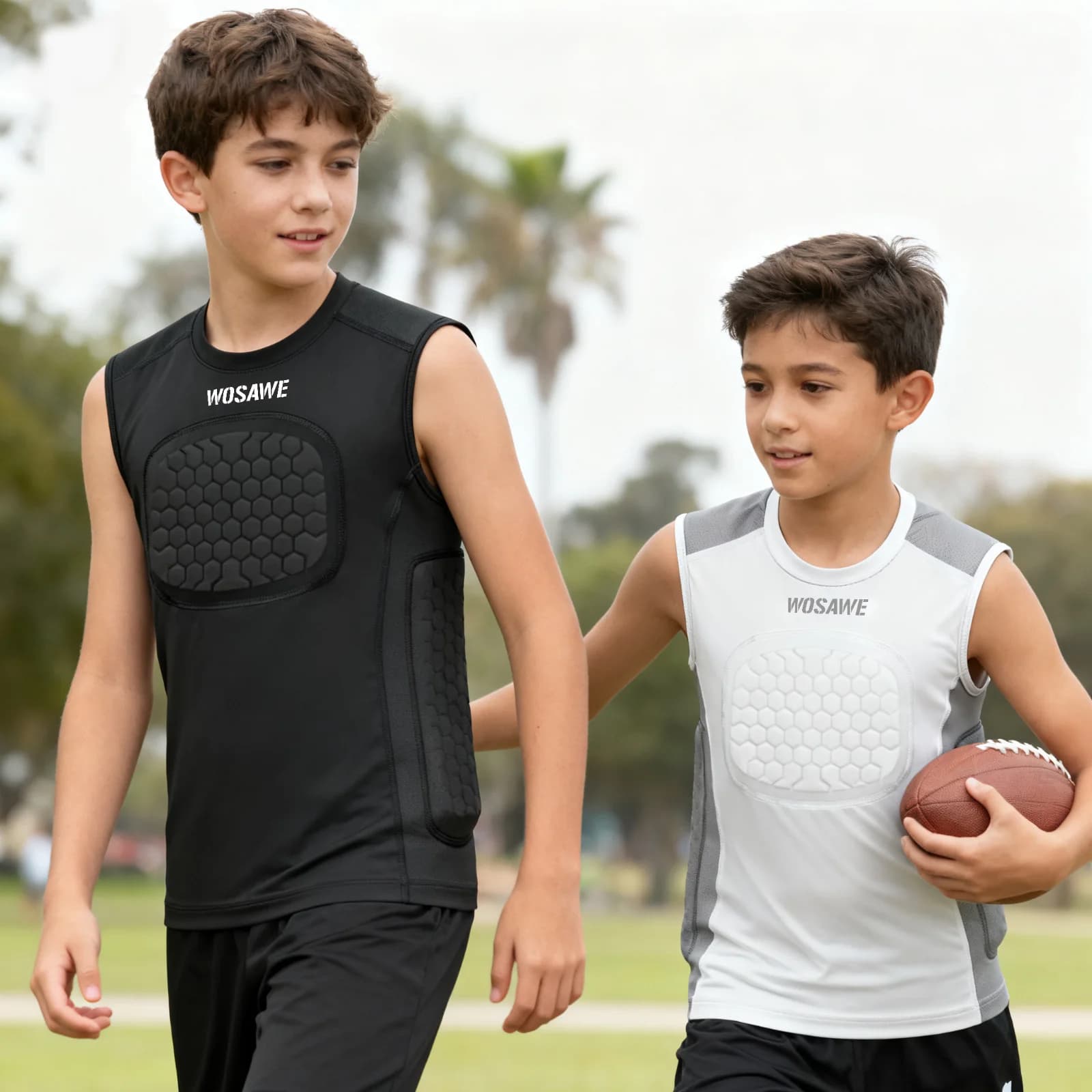WOSAWE Youth Baseball Chest Vest Padded Compression Shirt Softball Football Jerseys