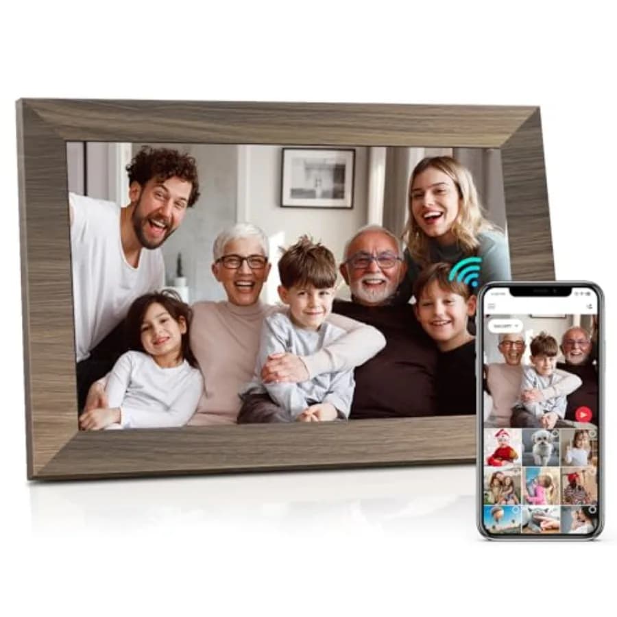 Cornice Digitale WiFi con Schermo Touch IPS, Cornice Fotografica Digitale Smart Cloud con GB di Memoria, Montabile a Parete, Rotazione Automatica, Condivisione Foto