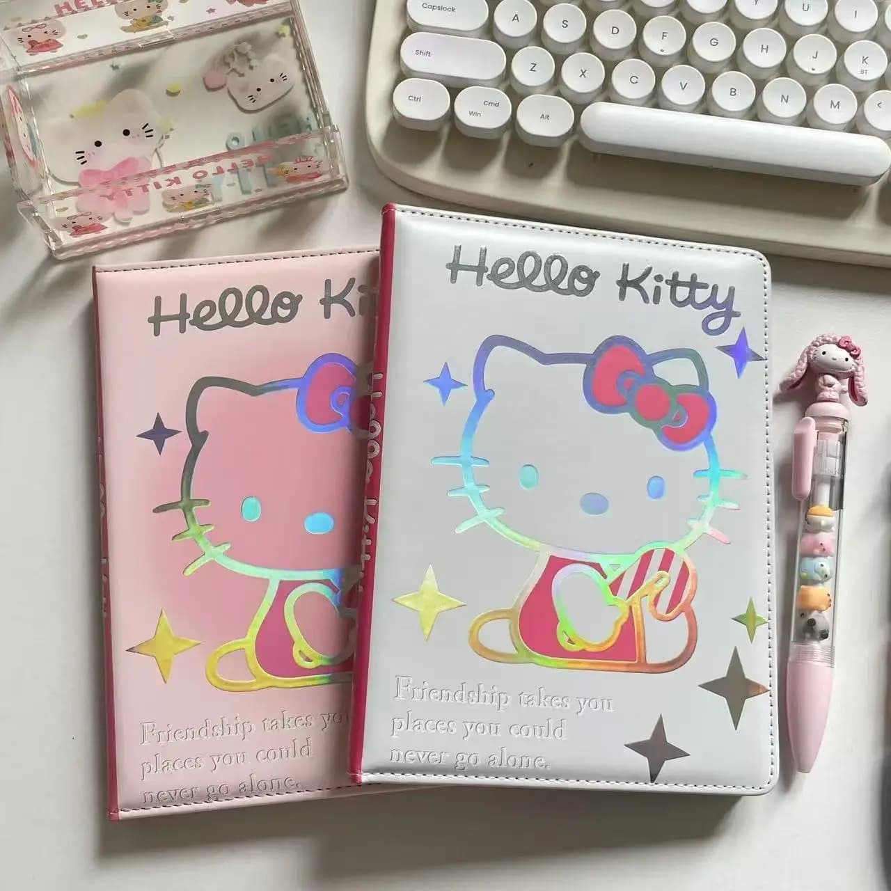 Kawaii Sanrio Hello Kitty B6 Notebook Gold Stamping Hardcover Cute Cartoon Journal Color Pages Diary Book Student Stationery