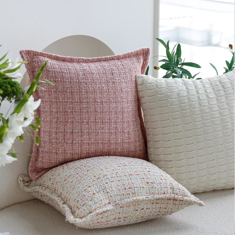 Jacquard Pink Pillowcases Home Decor Items Warm Minimalist Farmhouse Cushions Covers 45x45cm Pillow Cover Decorative For Home