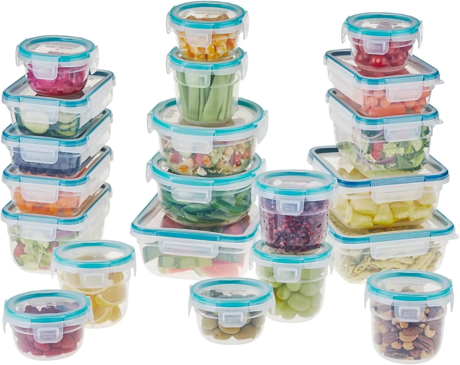 Set di 21 Contenitori Grandi per Alimenti con Coperchi a Chiusura Ermetica, Contenitori per Preparazione Pasti Adatti a Microonde e Lavastoviglie