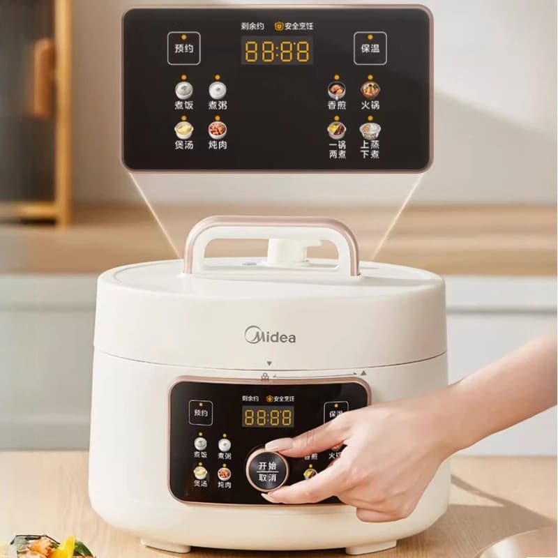 Pentola a Pressione Elettrica Multifunzione per Uso Domestico con Doppio Rivestimento Antiaderente, Cuociriso, Vaporiera, Hot Pot e Padella