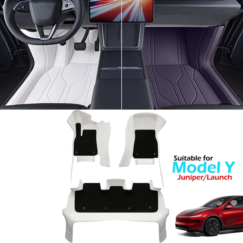 Per il 2025 2026 Tesla Model Y Juniper Tappetini in pelle bianca Singolo a doppio strato per tutte le stagioni Fodera per bagagliaio Tappeto rimovibile