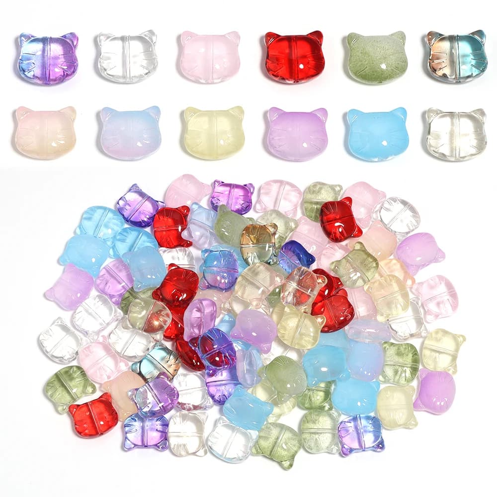 30 pz Testa di Gatto Perle di Vetro Colorato Simpatico Gattino Murano Perline Sparse Per Creazione di Gioielli FAI DA TE Collana Orecchini Portachiavi