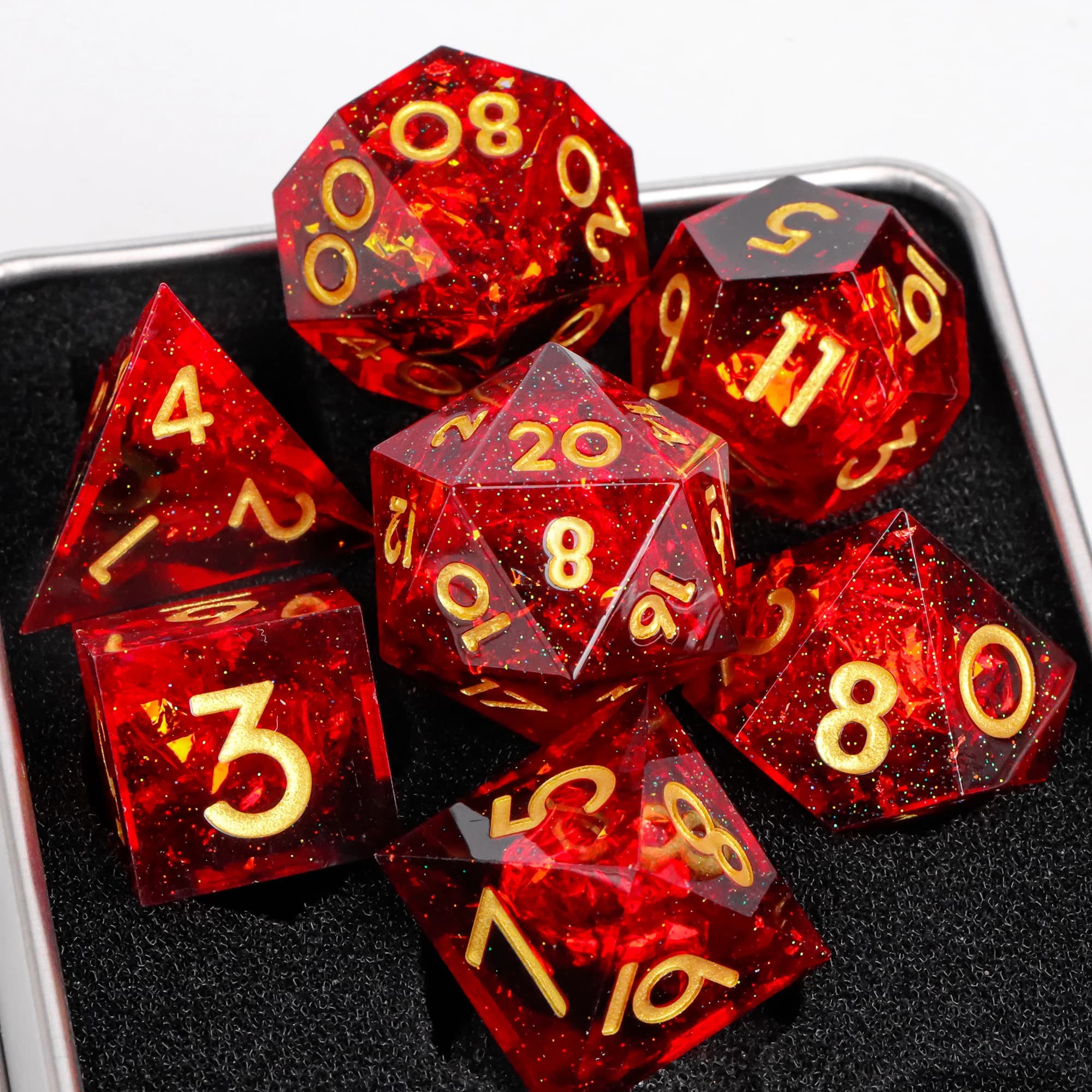 Set di Dadi in Resina per Dungeons and Dragons DND, Dadi Poliedrici D&D, Set di 7 Dadi per Giochi di Ruolo RPG D&D