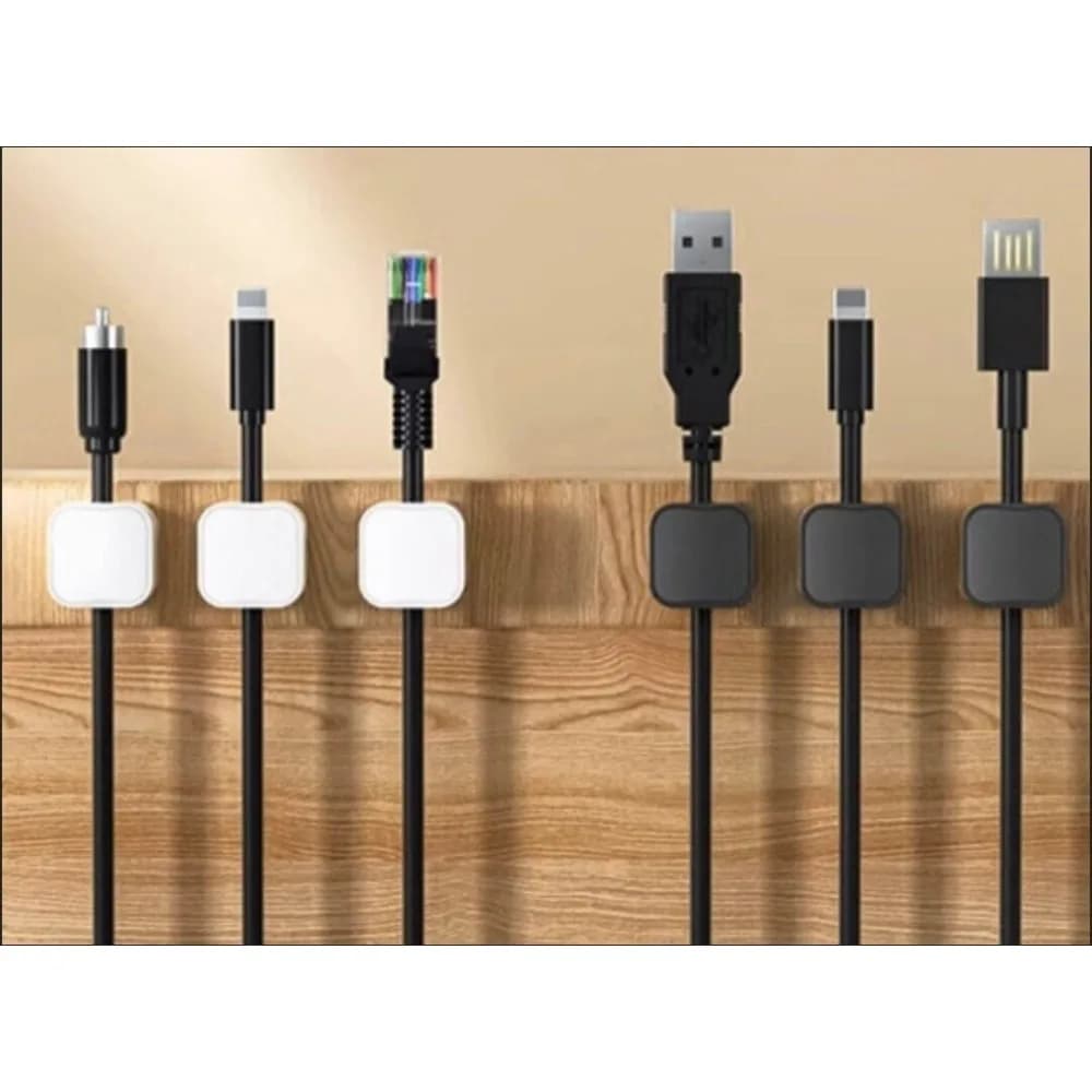 Confezione da 6 Organizzatori Magnetici per Cavi, Clip Adesive Resistenti, Facili da Aprire, Gestione Cavi di Ricarica, Perfetti per Casa e Ufficio