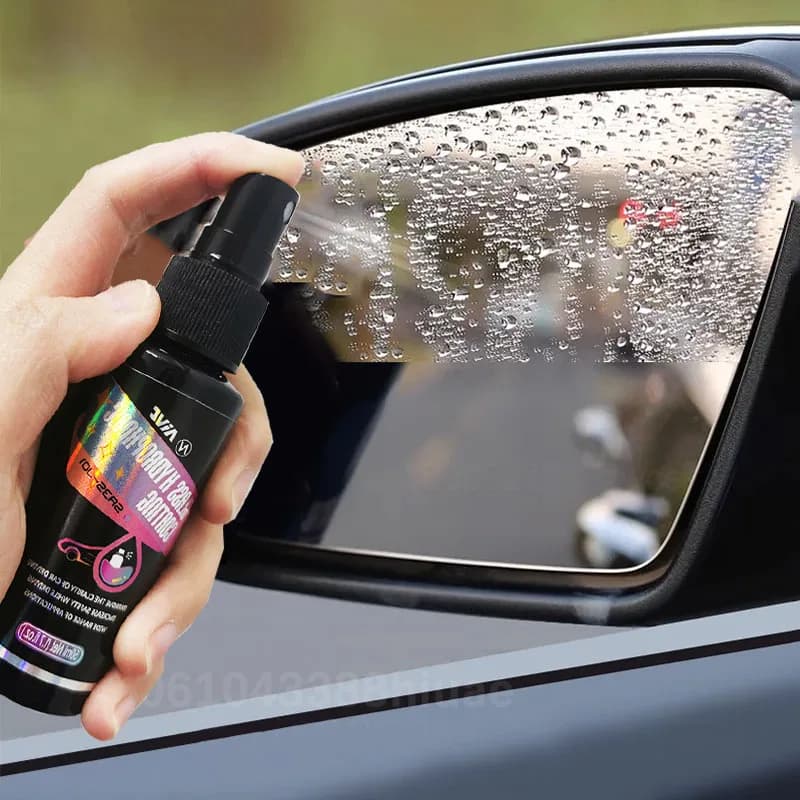 Spray Idrofobico per Vetri Auto, Agente Impermeabilizzante Anti-Pioggia, Lucidante per Parabrezza e Specchietti, Anti-Appannamento