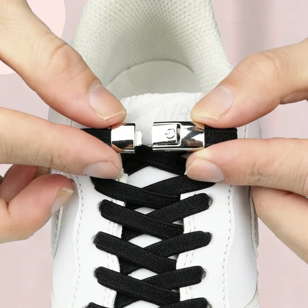 Lacci elastici piatti allargati da 8 mm con chiusura a pressione, senza nodo, per scarpe da ginnastica, scarpe sportive casual per bambini e adulti