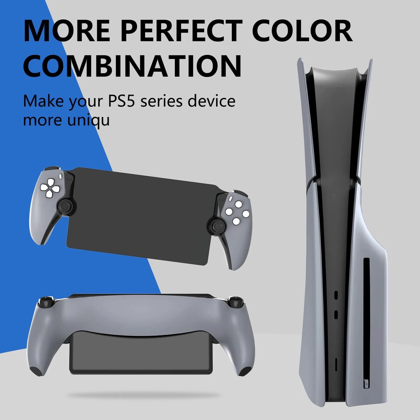 Guscio di ricambio per portale P5 Cover anteriore e piastre posteriori Custodia personalizzata per console portale PS5 30° anniversario Grigio