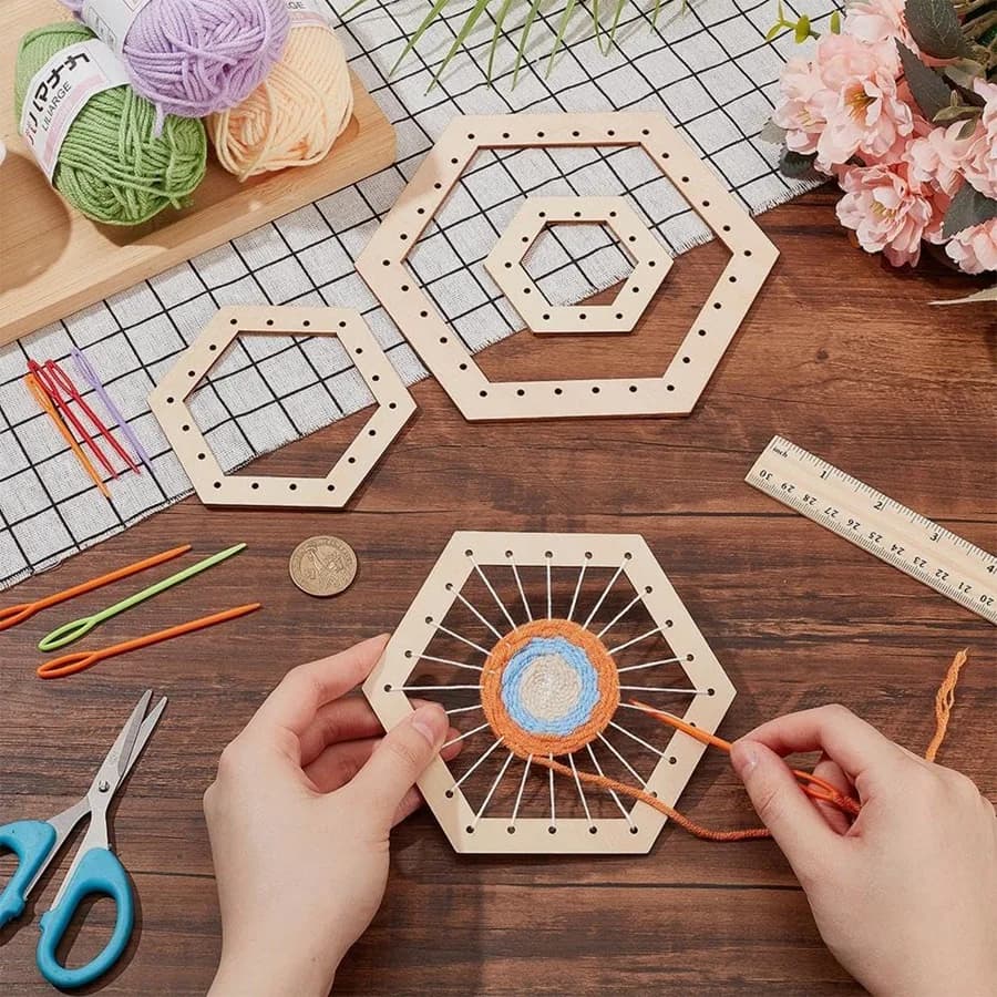 Wooden Circular Weaving Loom Kit For DIY Crafts, DIY Beginners Craft Knitting Weaving Lovers Tools Set