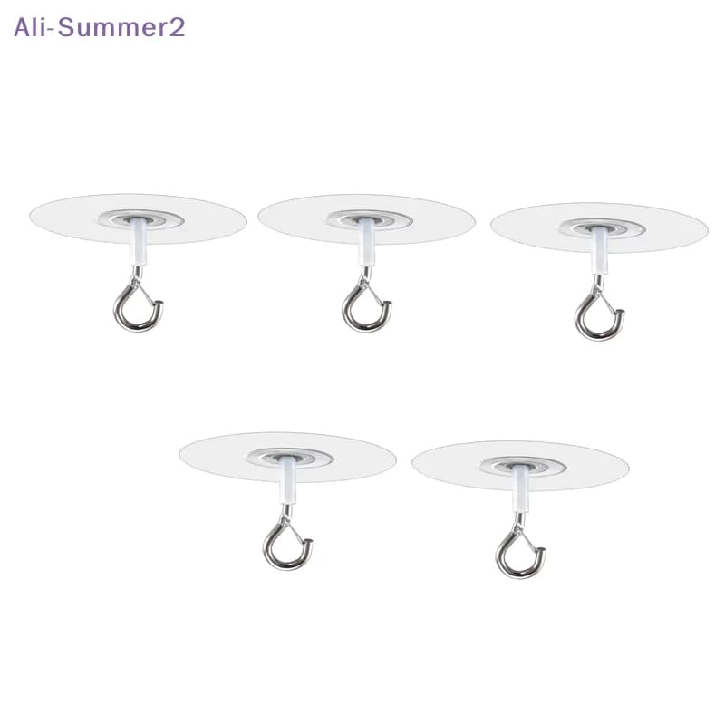 {Summer2} 2/5Pcs Self adhesive Ceiling Hooks Heavy Duty Without Drilling Kitchen Wall Key Hangers For Hanging Plant Wind Chimes