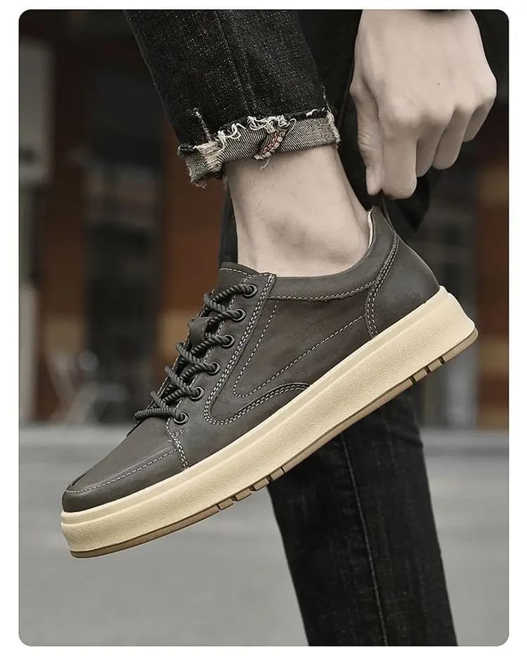 Scarponi da Trekking Stile Britannico in Pelle Patchwork, Stivaletti da Uomo con Lacci, Scarpe Casual Outdoor con Suola Spessa, Stivali da Lavoro