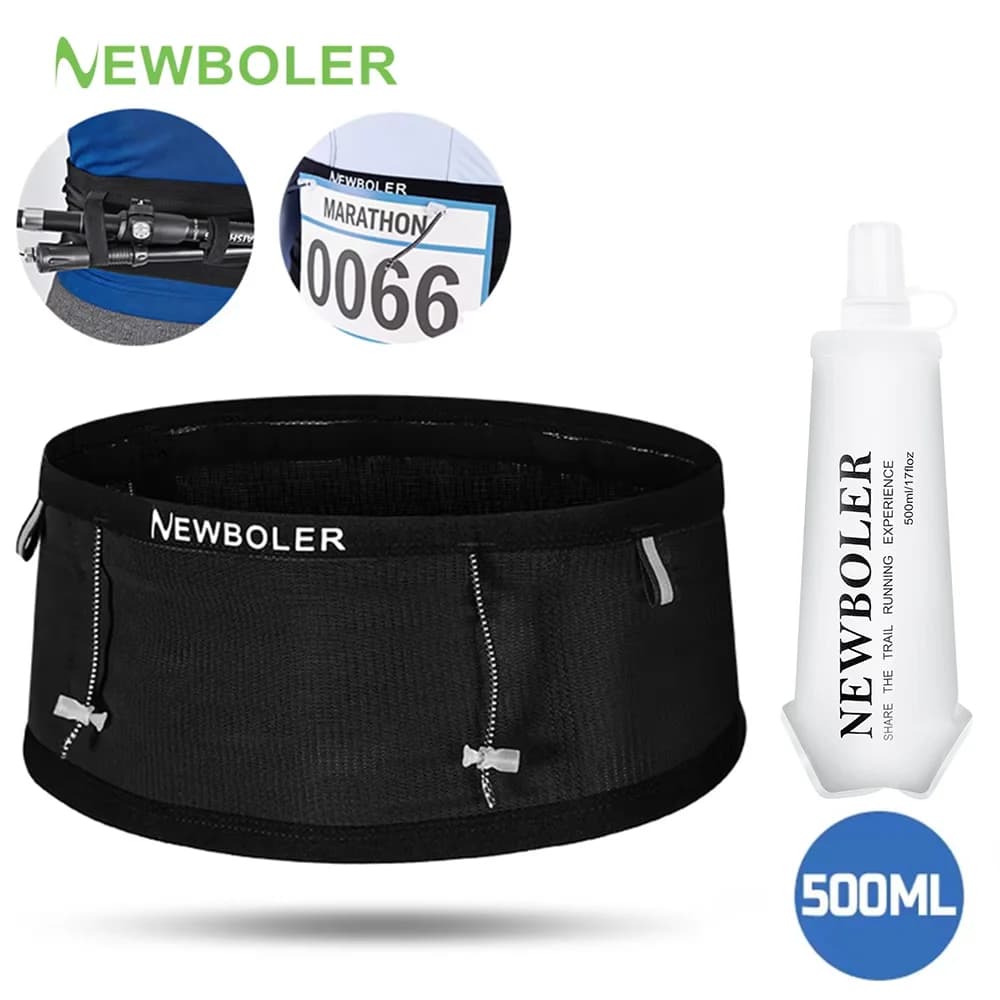 NEWBOLER Elastic Sports Waist Bag Pack Run Race Number Belt Triathlon Marathon Race Cycling Mountaineering Phone Waist Bag 500ML