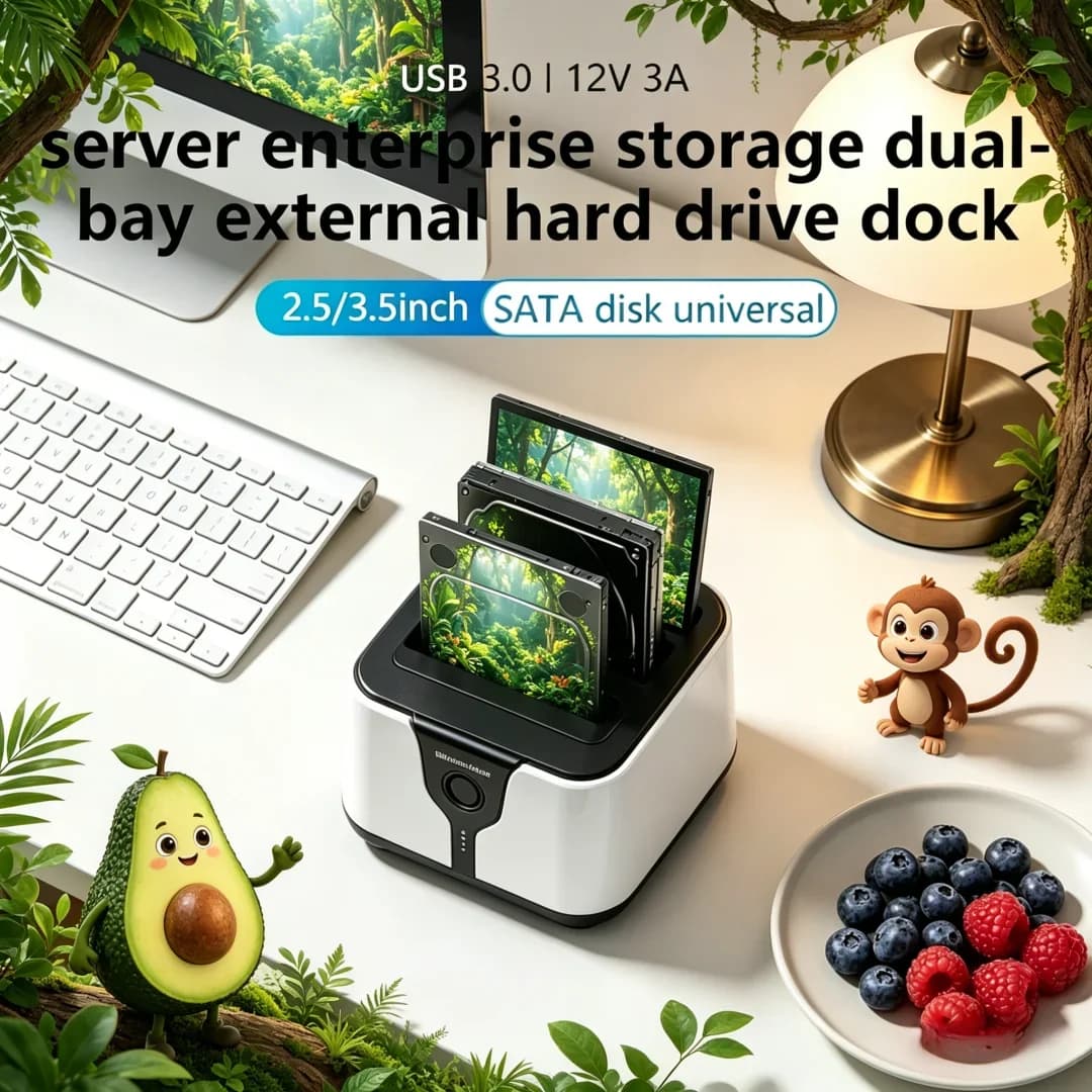 Lussuosa custodia per HDD a 2 alloggiamenti, docking station per HDD, custodia per SSD a doppio alloggiamento, clonazione offline, adattatore SATA a USB 3.0 per SSD da 2,5 e 3,5 pollici