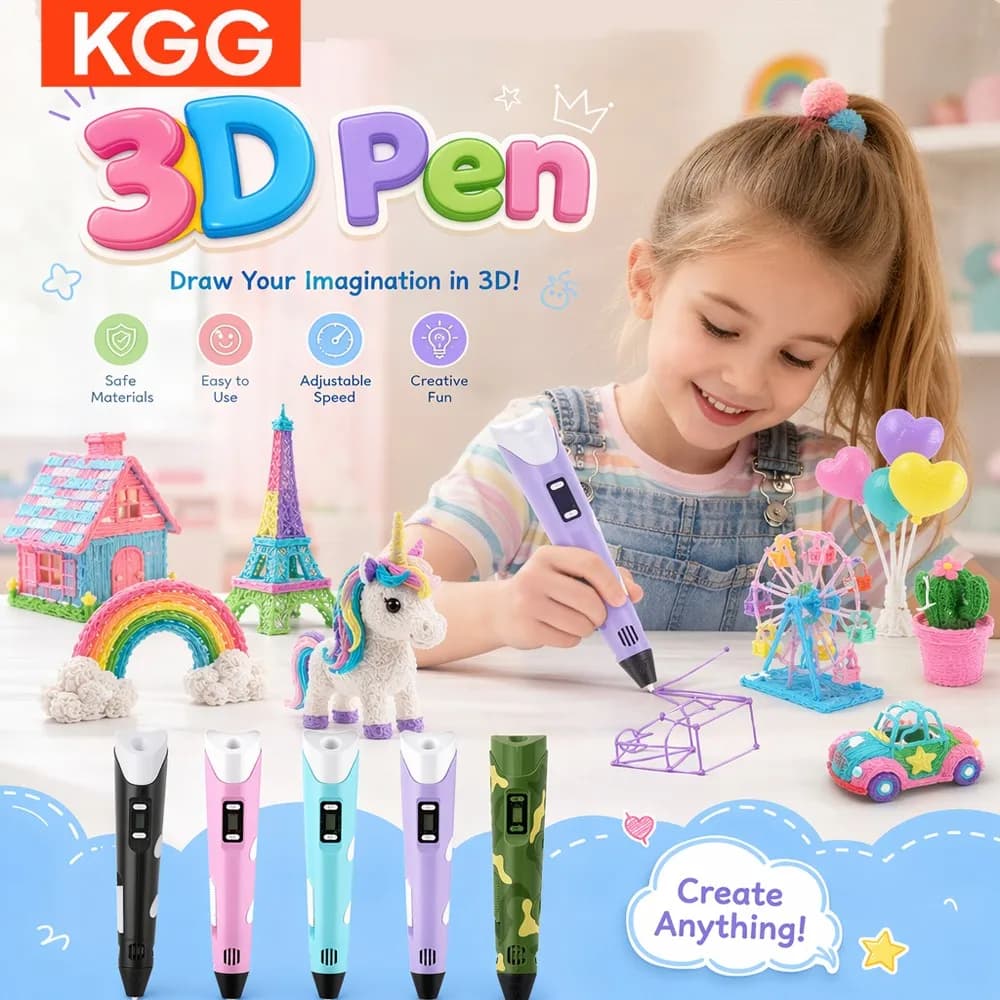 DIY Drawing Pen With LCD Screen Compatible PLA Filament 3D Printing Pen Safe Paiting for Children Christmas Birthday Gifts