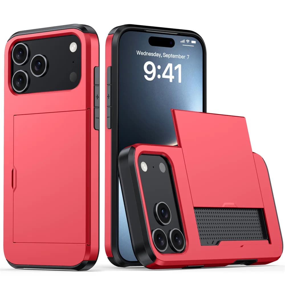 Custodia per telefono resistente per IPhone 17 16 Plus 15 Pro 15 14 13 12 11 Pro Max Porta carte a portafoglio Custodia protettiva rigida per PC