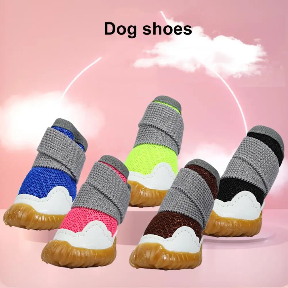 4 pezzi riflettenti antiscivolo scarpe per cani elegante zampa Fasterner nastro di fissaggio stivali per cani antiscivolo accessori per animali domestici