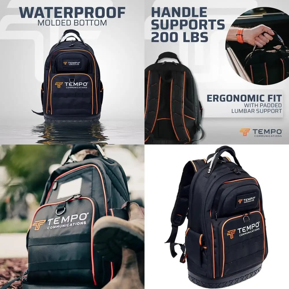 Zaino Porta Attrezzi da Elettricista Edizione 2025 PA9050, 40 Tasche, Scomparto per Laptop, Supporta 90 kg, Base Resistente all'Acqua