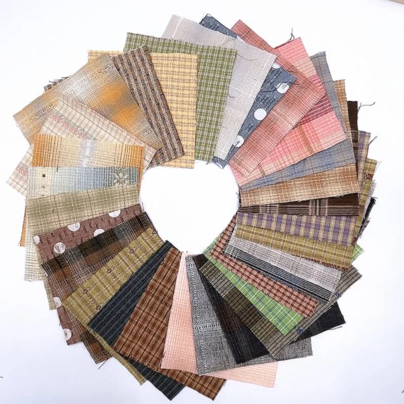 30pcs Cotton Yarn Dyed Japanese Sewing Fabric Craft Patchwork Quilting Material Accessories Applique Sewing Doll Cloth Bundle