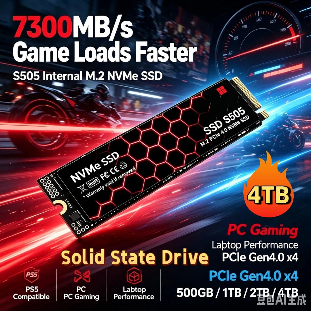 S505 SSD NVMe M2 PCIe4.0 NVMe SSD 1TB 2TB PCIe4.0 500g 4TB Hard Drive Hard Drives Hdd Disk Hd for Laptop Desktop PS4 PS5
