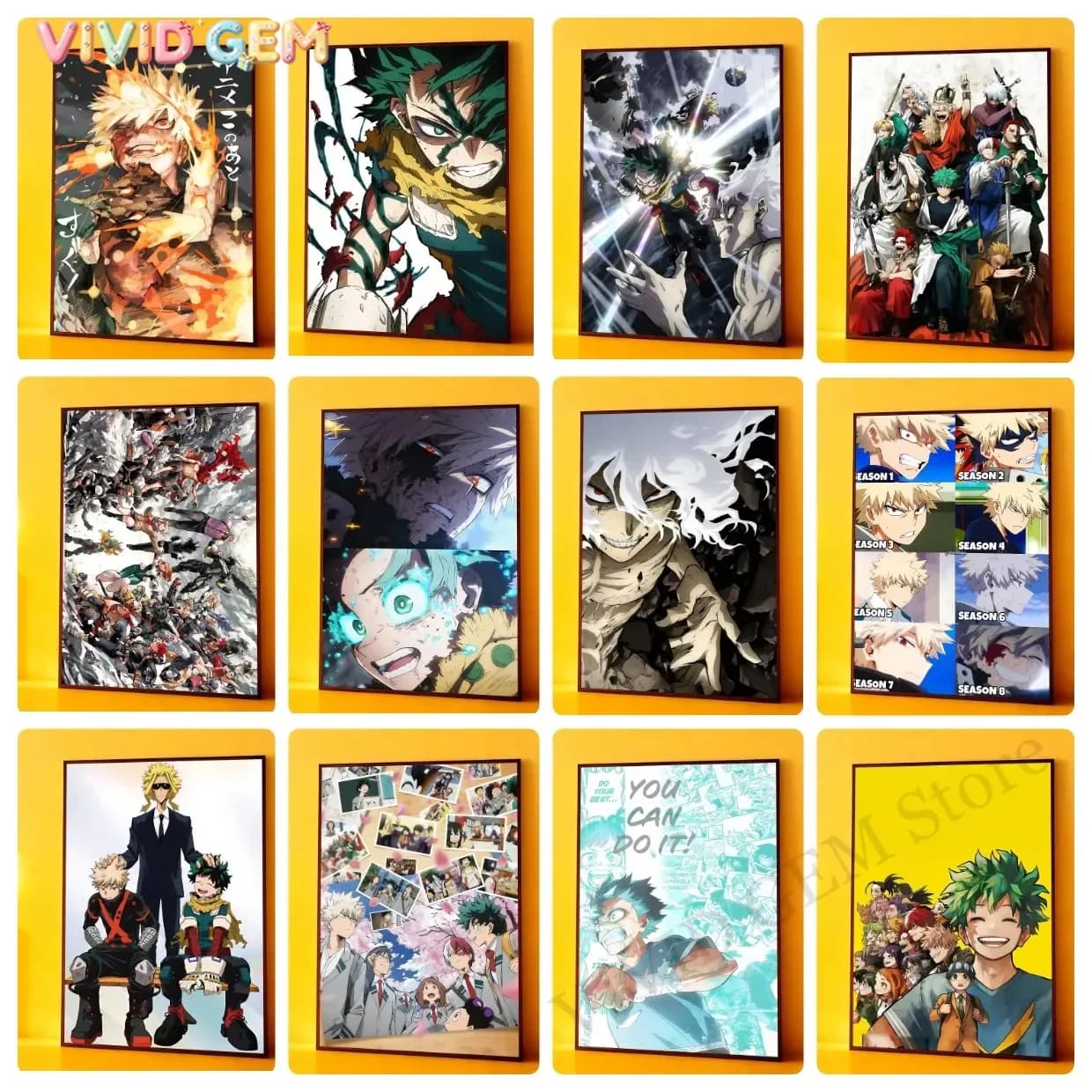 VIVID GEM Diamond Painting M-My H-Hero A-Academia Diamond Mosaic Handmade Art Exquisite Creative Gift Home Decor