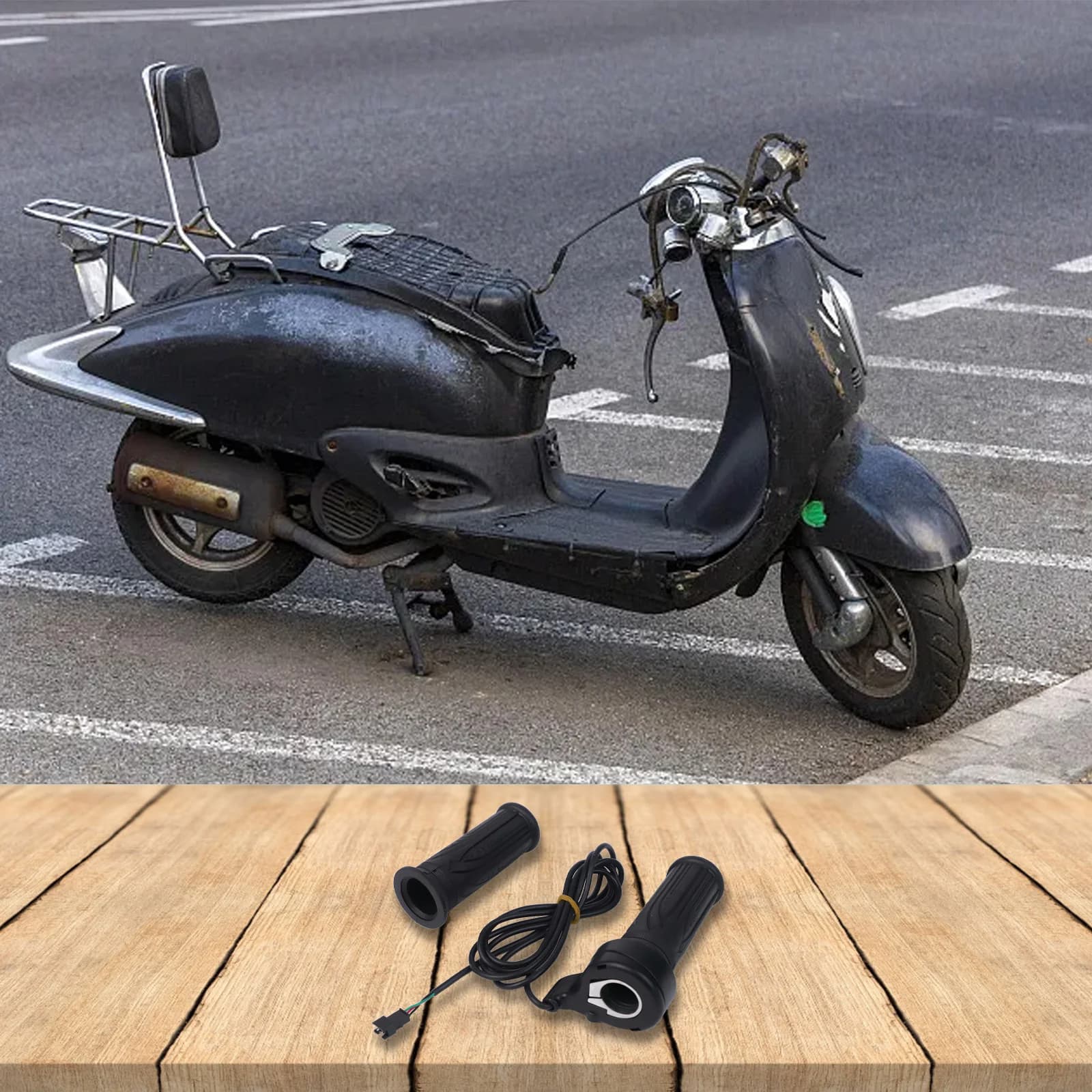 Acceleratore a Manopola per Veicoli Elettrici 12V-72V con Due Chiavi, Adatto per Scooter e Tricicli, Parte di Ricambio