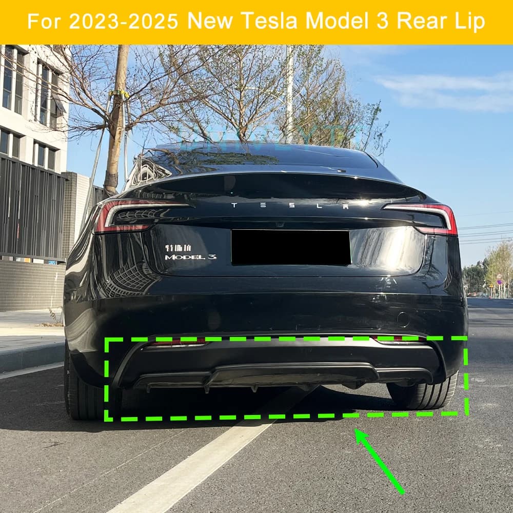 For 2023-2024 New Tesla Model 3 rear bumper spoiler ABS material diffuser splitter replacement rear lip body kit accessories