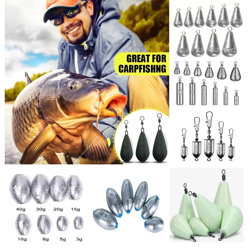 Pesi da pesca Piombini Piombini da pesca a forma di lacrima Pesi da tiro per acqua salata Piombo luminoso d'acqua dolce