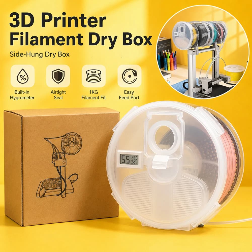 New Release 3D Printer Filament Dry Box Wall Mount Airtight Storage Box with Hygrometer Thermometer 360° Filament Smooth Feeding