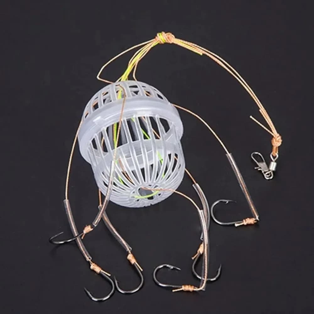1PC Carbon Steel Fishing Ames Plastic Carpa Spherical Explosion Sand baits with six robust hooks Sea Box Hook Equipment Tools