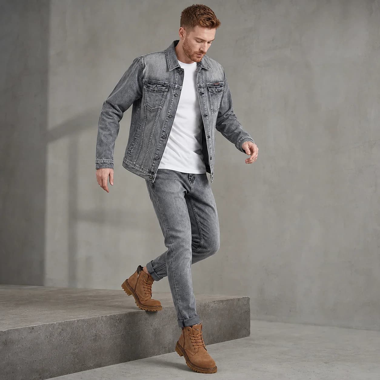 2026 High Street Denim Sets Men's Loose Casual Washed Denim Shirt Style Jacket Jeans Two Piece